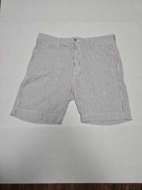 Alan Flusser Seersucker Shorts Men’s 36 Gray White Stripe Cotton Chino Golf